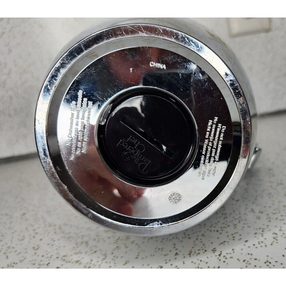 PAMPERED CHEF 42 Oz Chrome Finish Carafe Thermal Glass Liner Hot or Cold